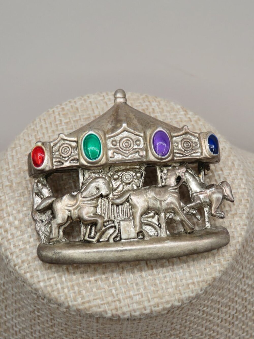 Vintage DaneCraft Carousel Merry Go Round Silver Tone Brooch